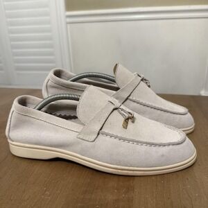 Loro Piana Shoes Womens Size 9 Beige Suede Driving Loafer Slip On Casual
